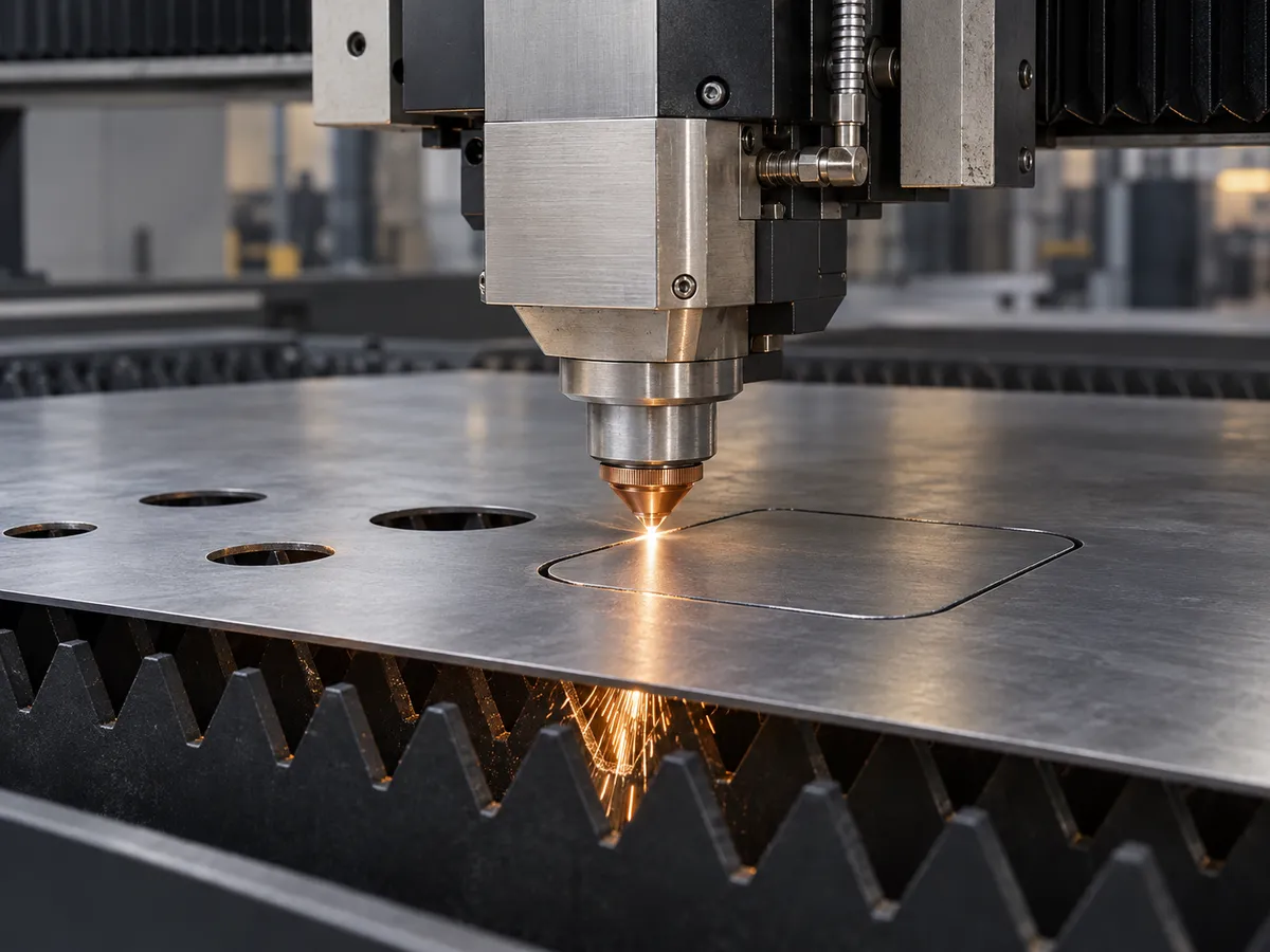 Illustrative view of fiber laser sheet metal cutting